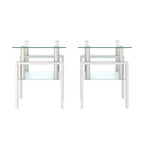 Set of 2 Modern Tempered Glass Tea Table