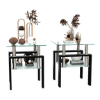 Set of 2 Modern Tempered Glass Tea Tables