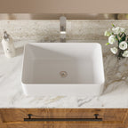 21"x14" White Ceramic Rectangular Vessel Bathroom Sink