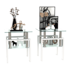 Set of 2 Modern Tempered Glass Tea Table