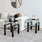 Set of 2 Modern Tempered Glass Tea Table Coffee Table End Table
