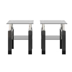 Set of 2 Modern Tempered Glass Tea Table Coffee Table End Table