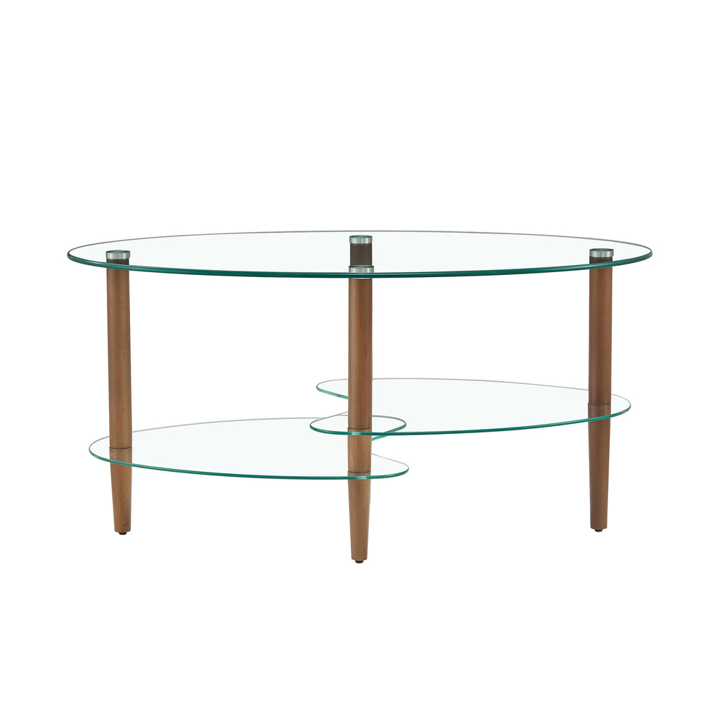 Transparent Oval Glass Coffee Table