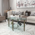 Transparent Oval Glass Coffee Table