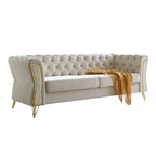 Modern Tufted Velvet Sofa 87.4 Inch for Living Room