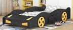 Twin Size Race Car-Shaped Platform Bed with Wheels and Storage