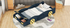 Twin Size Race Car-Shaped Platform Bed with Wheels and Storage
