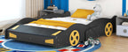 Full Size Race Car-Shaped Platform Bed with Wheels and Storage