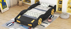 Twin Size Race Car-Shaped Platform Bed with Wheels and Storage