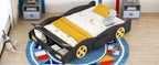 Full Size Race Car-Shaped Platform Bed with Wheels and Storage