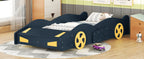Twin Size Race Car-Shaped Platform Bed with Wheels and Storage
