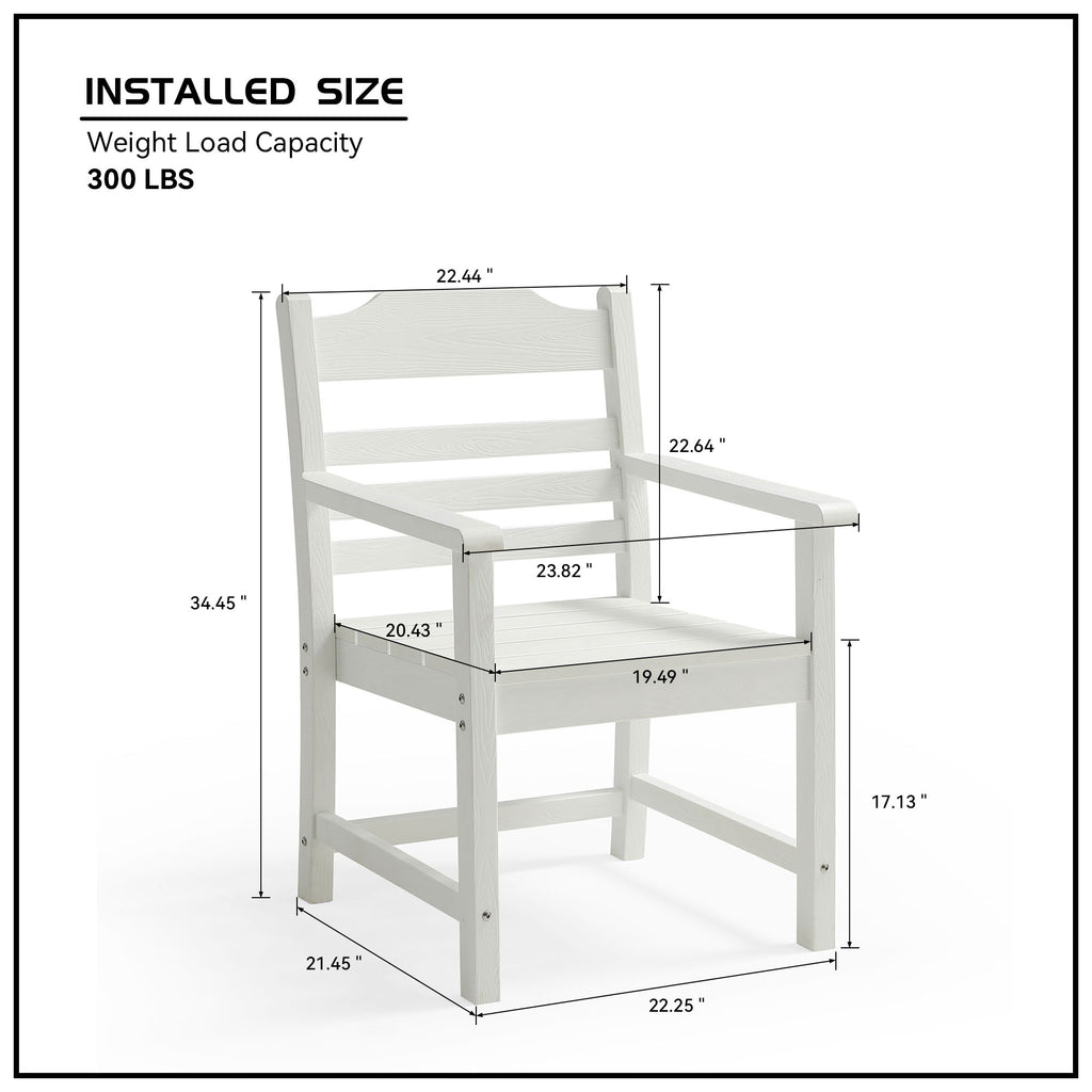 Patio Dining Chair with Armset Set of 2, Pure