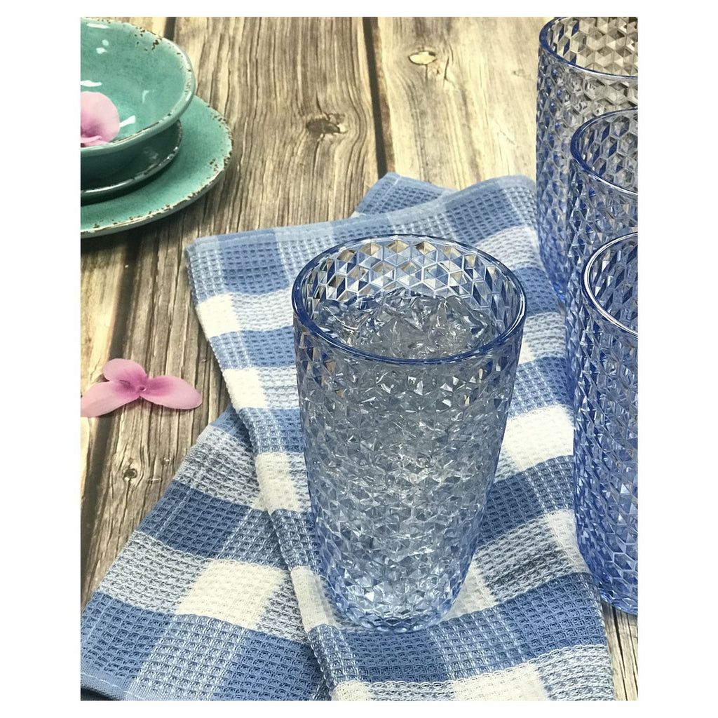 Diamond Cut Acrylic Glasses Drinking Set of 4 - 19oz
