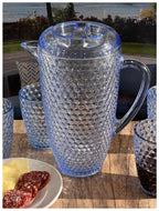 2.5 Quarts Water Pitcher with Lid - Diamond Cut Unbreakable Plastic