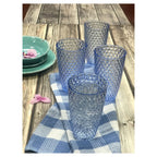 Diamond Cut Acrylic Glasses Drinking Set of 4 - 19oz