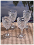 Diamond Cut Plastic Wine Glasses Set of 4 (12oz)