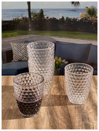 Diamond Cut Acrylic Glasses Drinking Set of 4 (12oz)