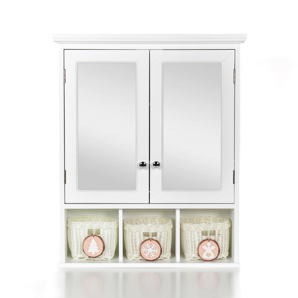Bathroom Storage Cabinet with Mirror and Adjustable Shelves