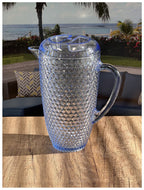 2.5 Quarts Water Pitcher with Lid - Diamond Cut Unbreakable Plastic