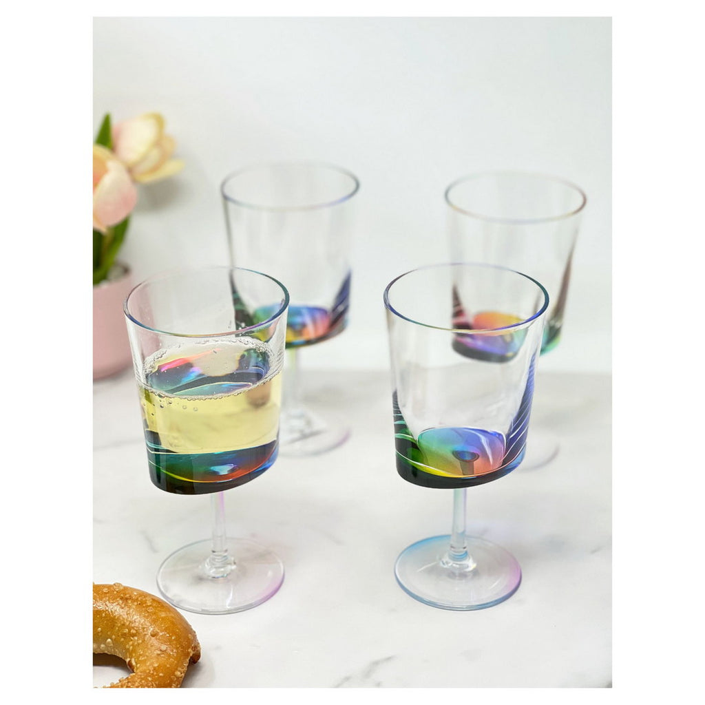 Oval Halo Plastic Wine Glasses Set of 4 (12oz)
