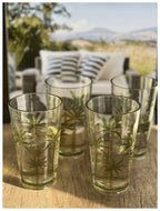 Palm Tree Design Acrylic Glasses Drinking Set of 4 Hi Ball