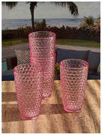 Diamond Cut Acrylic Glasses Drinking Set of 4 - 19oz