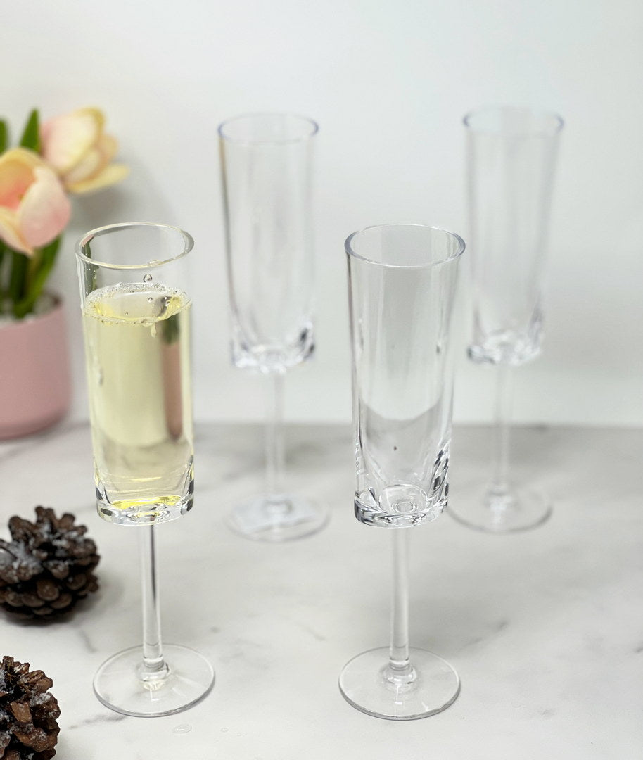 Oval Halo Plastic Champagne Flutes Set of 4 (4oz)