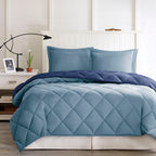 King 3M Scotchgard Diamond Quilting Reversible Down Alternative Comforter Set