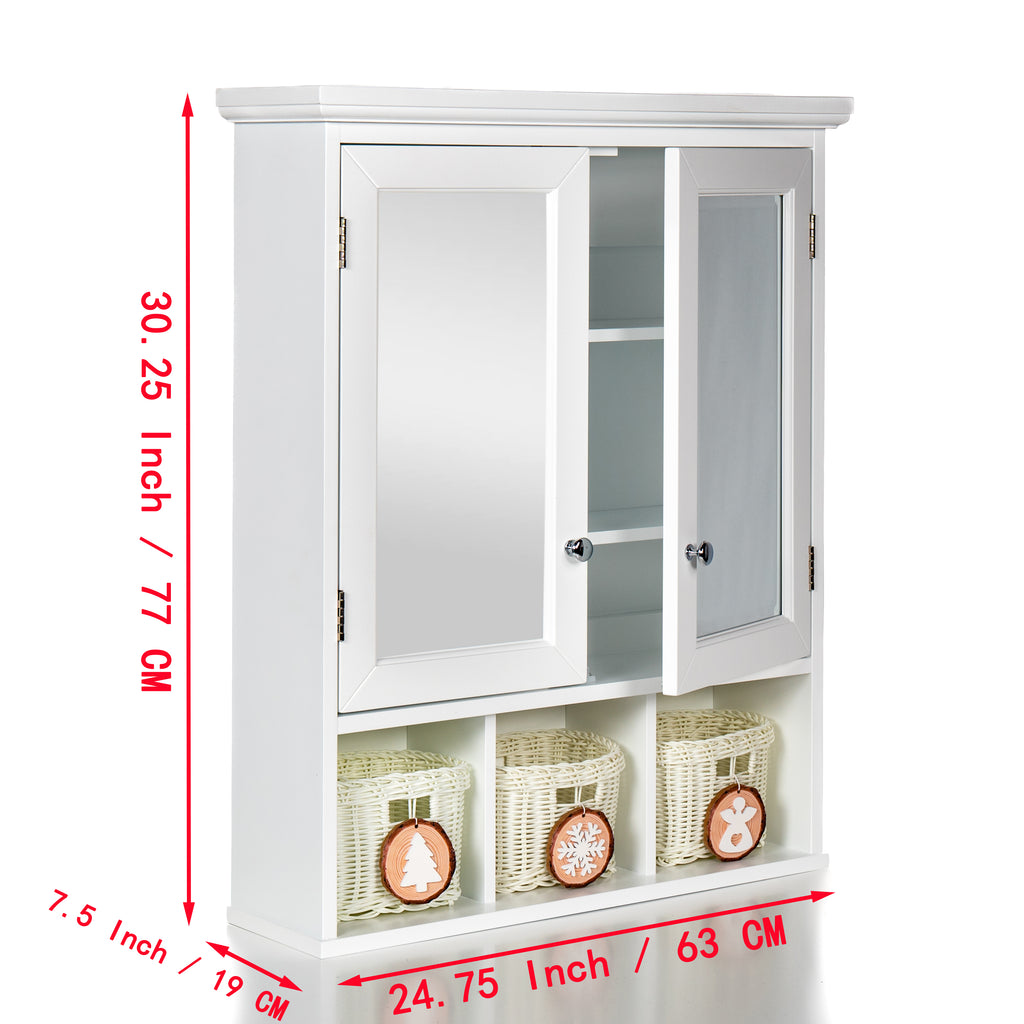 Bathroom Storage Cabinet with Mirror and Adjustable Shelves