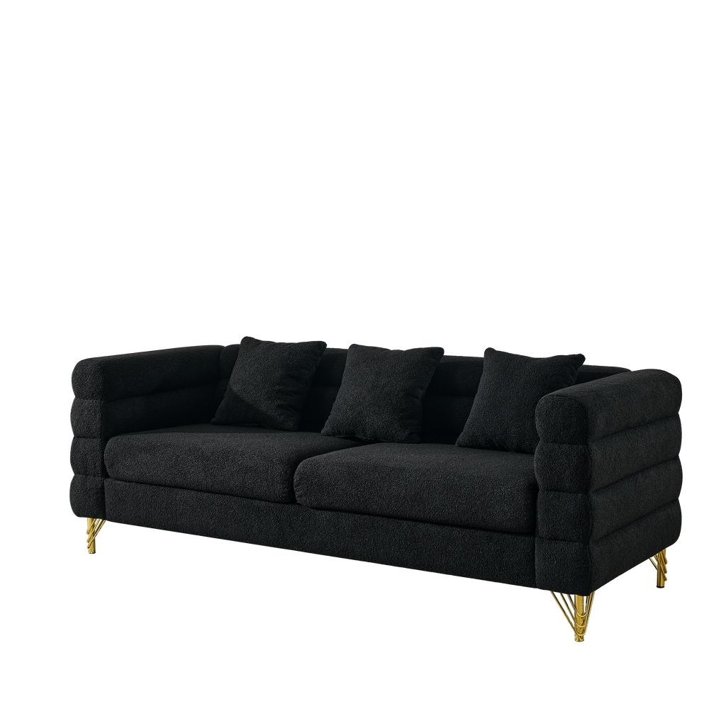 3-Seater + 3-Seater Combination Sofa - Black Teddy