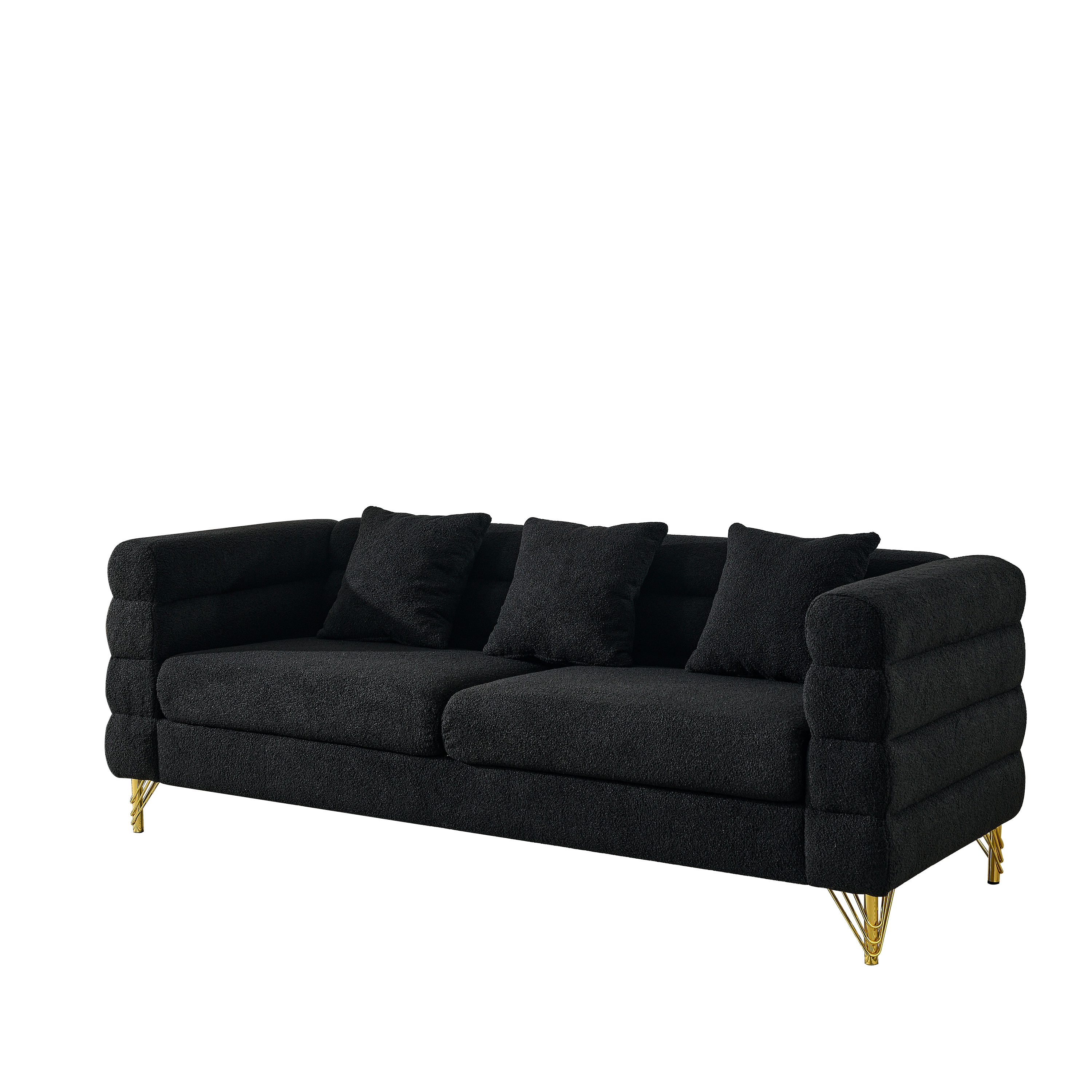 3-Seater + 3-Seater Combination Sofa - Black Teddy