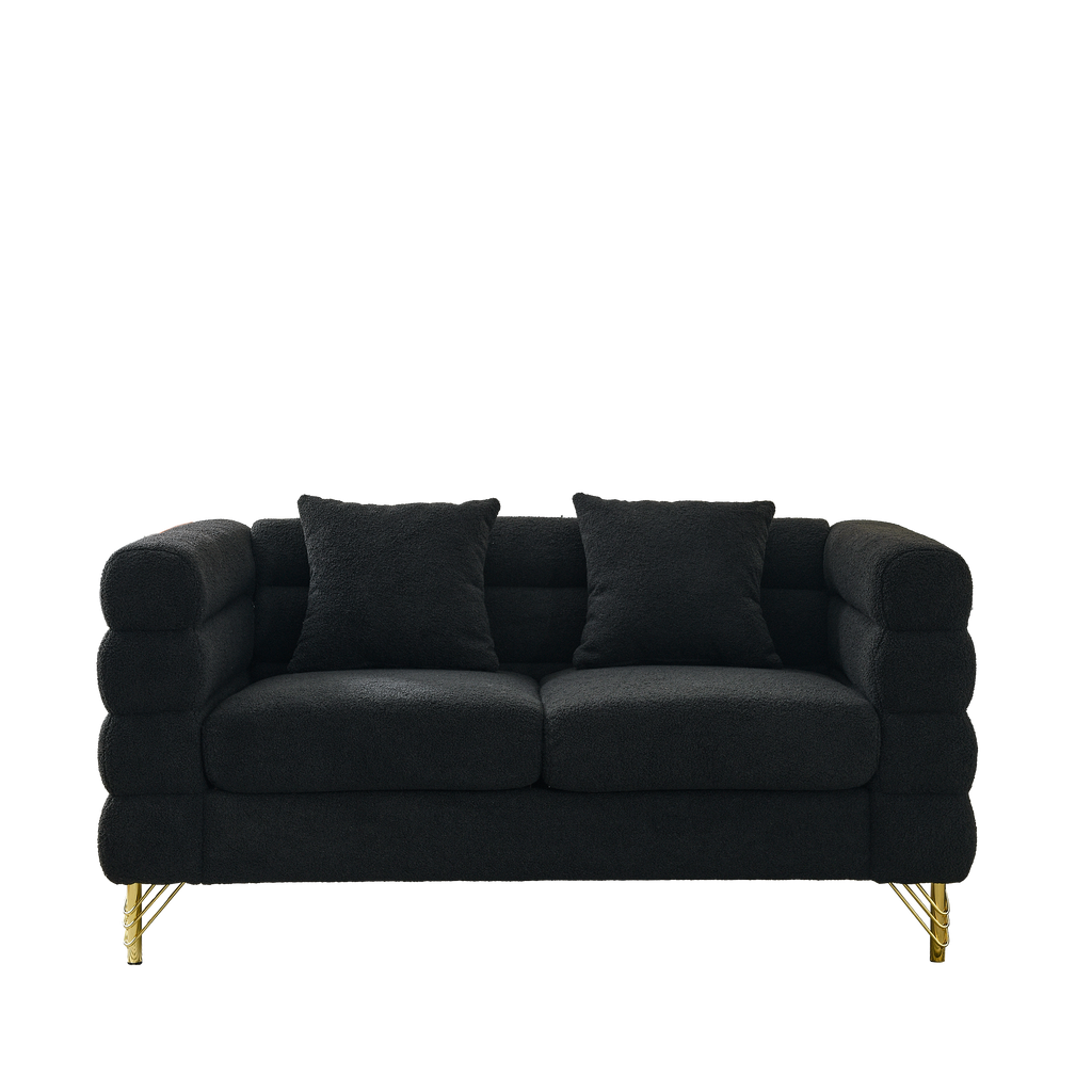 3-Seater + 3-Seater Combination Sofa - Black Teddy