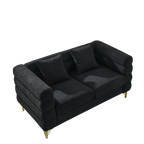 3-Seater + 3-Seater Combination Sofa - Black Teddy