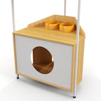 Corner Cat Tower with Feeding Station and Climbing Platforms