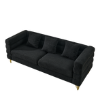 3-Seater + 3-Seater Combination Sofa - Black Teddy