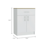Pantry Organizer Cabinet 33" H, One Drawer, Two Interior Shelves, Two Doors, White/Light