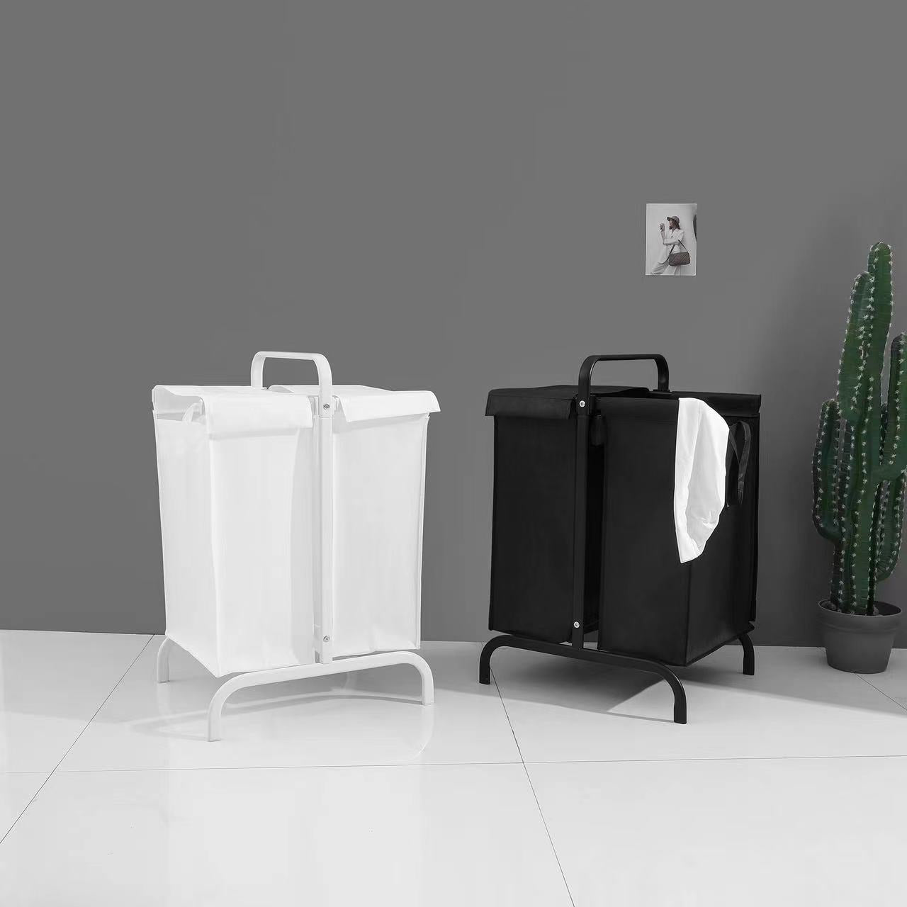 2-Tier Laundry Hamper 110L with Lid and Sorting Cards