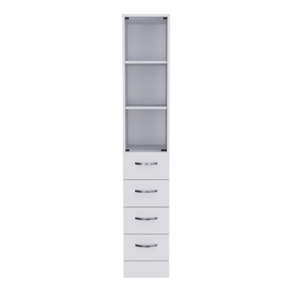 Linen Cabinet 68" H with Three Shelves and Four Drawers