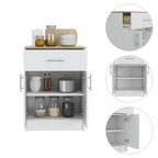 Pantry Organizer Cabinet 33" H, One Drawer, Two Interior Shelves, Two Doors, White/Light