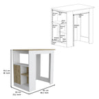 Kitchen Island with Open Storage and Push-to-Open Cabinet