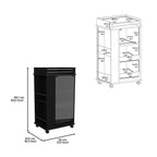 Bar Cart with Glass Door, 2-Side Shelves and Casters