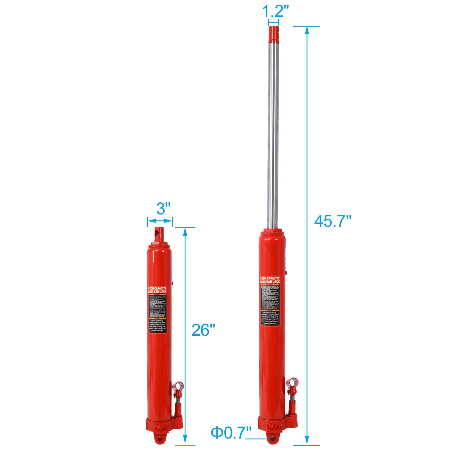 Hydraulic Long Ram Jack with 8 Ton Capacity