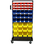 90 Parts Bin Shelving Storage Organizer with Locking Wheels