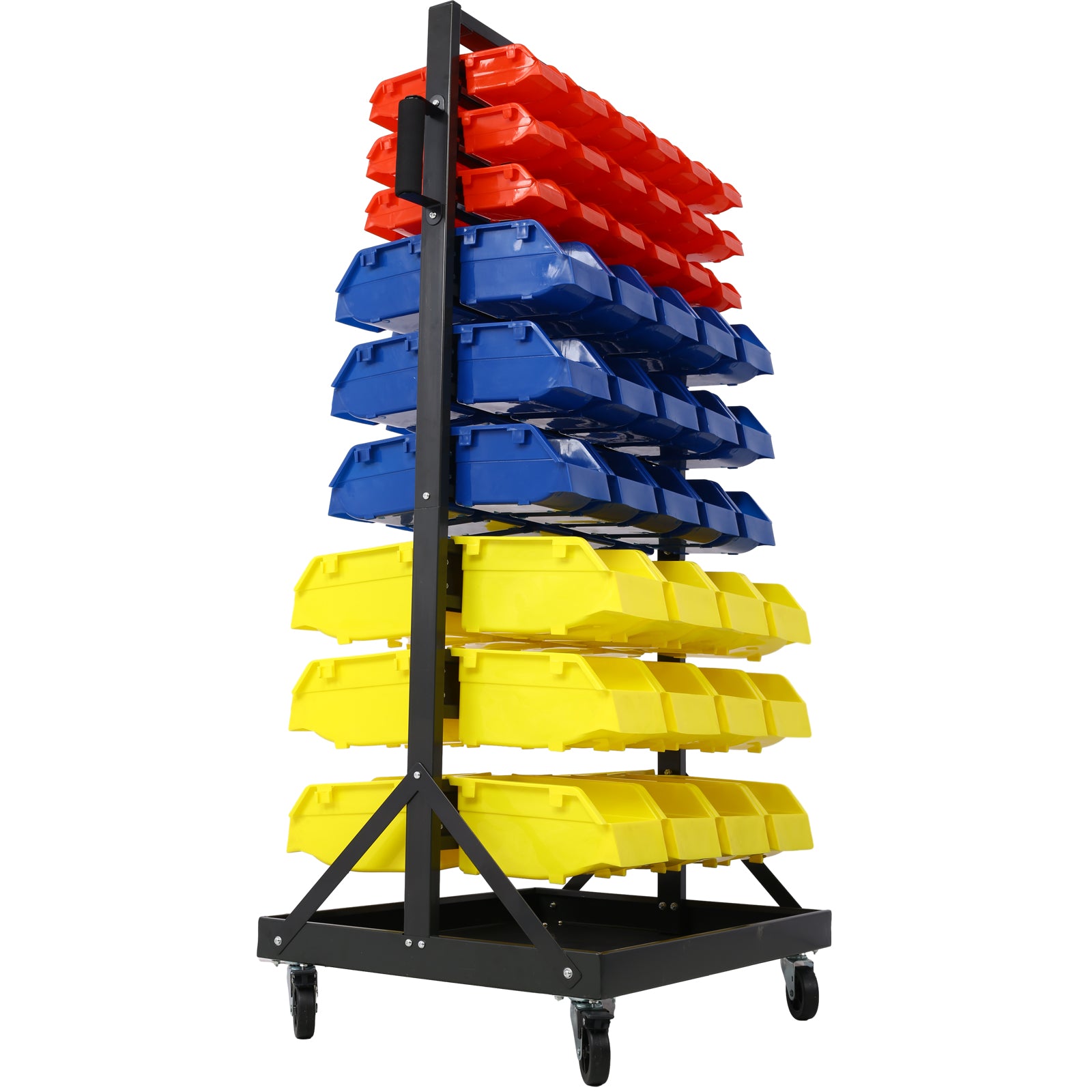 90 Parts Bin Shelving Storage Organizer with Locking Wheels