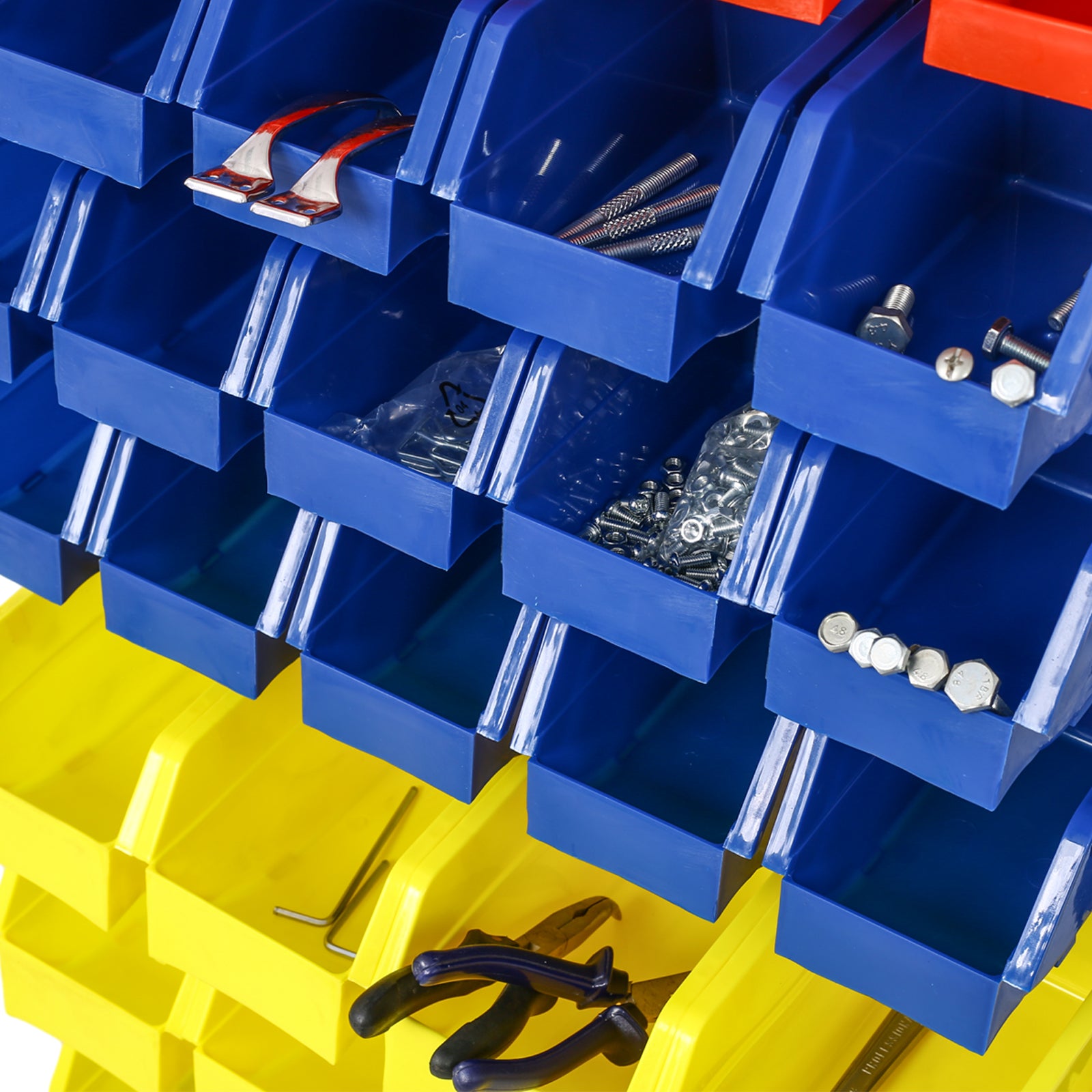 90 Parts Bin Shelving Storage Organizer with Locking Wheels