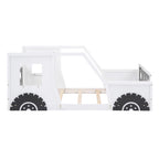 Twin Size Classic Car-Shaped Platform Bed with Wheels