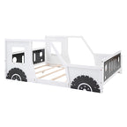 Full Size Classic Car-Shaped Platform Bed with Wheels