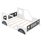 Full Size Classic Car-Shaped Platform Bed with Wheels