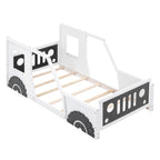 Twin Size Classic Car-Shaped Platform Bed with Wheels