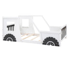 Twin Size Classic Car-Shaped Platform Bed with Wheels